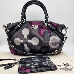 Coach Madison Sophia Sateen Clover Satchel Bag+ Matching Wristlet